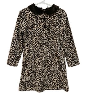 Copper Key Leopard Print Collared Dress Sz 5 Girls Long Sleeve